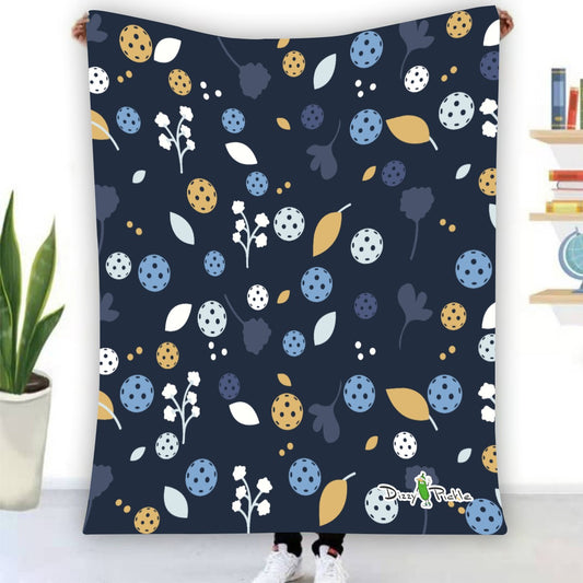 Dizzy Pickle Lesley Dark Blue Pickleball Courtside Flannel Blanket