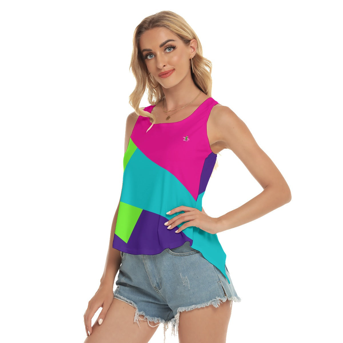 LARGE Dizzy Pickle Diana Color Block Women's Pickleball Open-Backed Sleeveless Tank