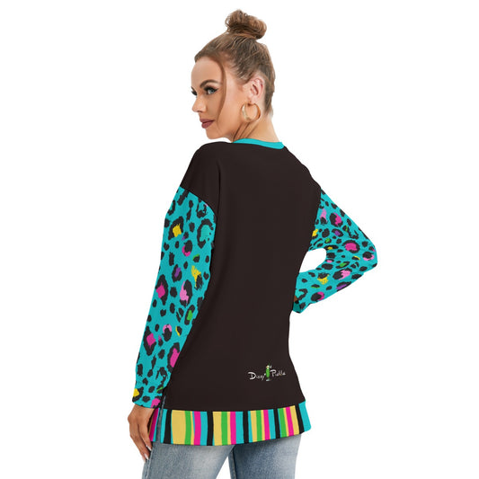 Dizzy Pickle Amber Cool Teal Women's Pickleball Side Split O-Neck Sweatshirt