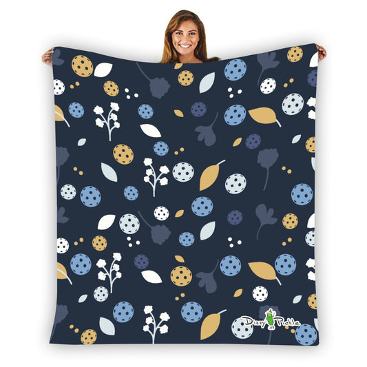 Dizzy Pickle Lesley Dark Blue Pickleball Courtside Flannel Blanket