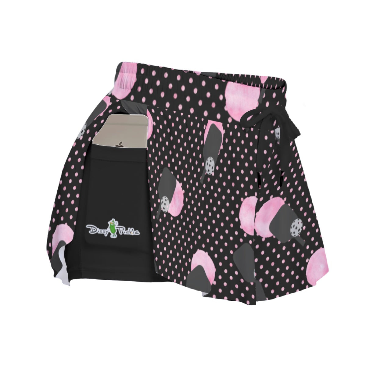 Dizzy Pickle Page Paddles_Polka Dots Black Women's Pickleball Sport Culottes with Pockets