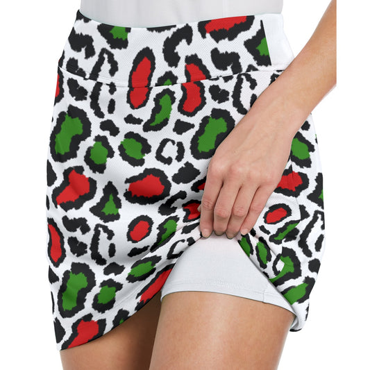 Dizzy Pickle Christmas Leopard Women's 17" Performance Pickleball Skort with Inner Shorts