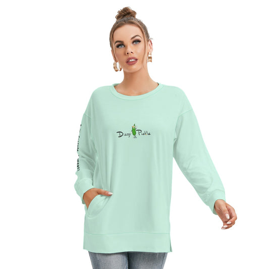 Dizzy Pickle DZY P Classic Sea Foam Women's Pickleball Side Split O-Neck Sweatshirt