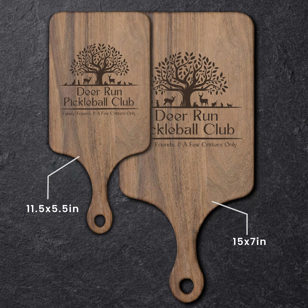 Deer Run Pickleball Club Walnut Cutting Board