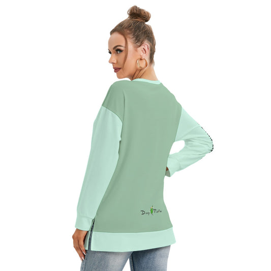 Dizzy Pickle DZY P Classic Sage_Sea Foam Women's Pickleball Side Split O-Neck Sweatshirt