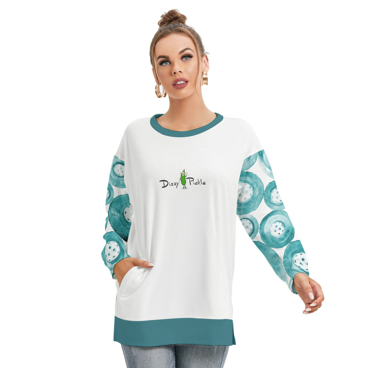 Dizzy Pickle Heidi TW Women's Pickleball Side Split O-Neck Sweatshirt