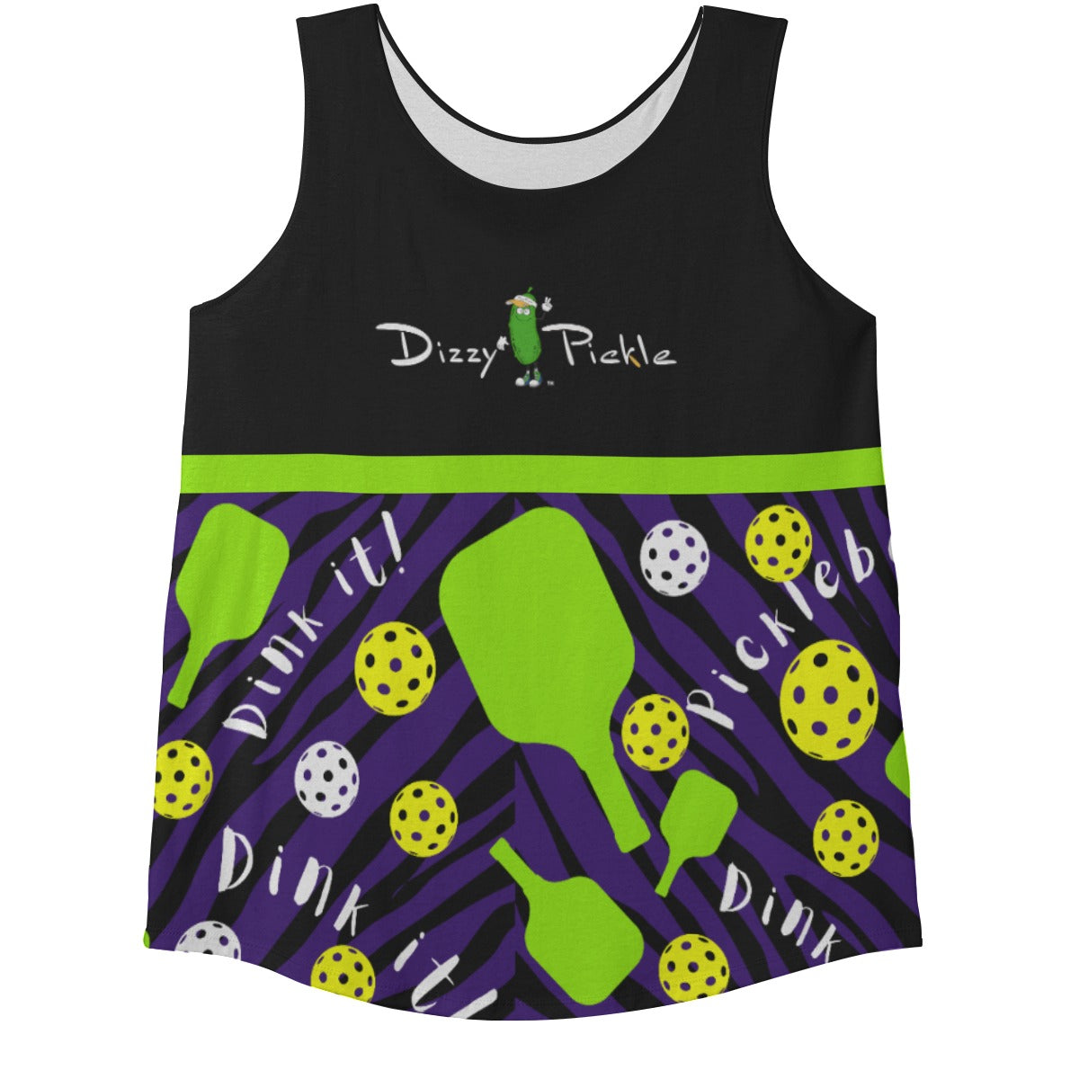 2X-LARGE Dizzy Pickle Dinking Diva Black Women's Wide Strap Tank (Plus Size)