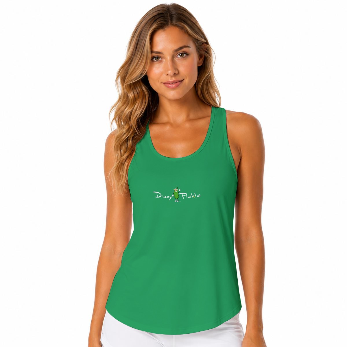 Dizzy Pickle DZY P Classic Green Women's Sleeveless Performance Tank Top with Built-In Bra