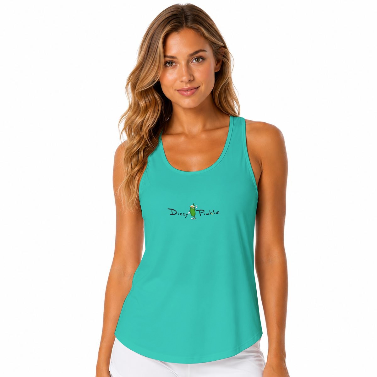 Dizzy Pickle DZY P Classic Cool Teal Women's Sleeveless Performance Tank Top with Built-In Bra