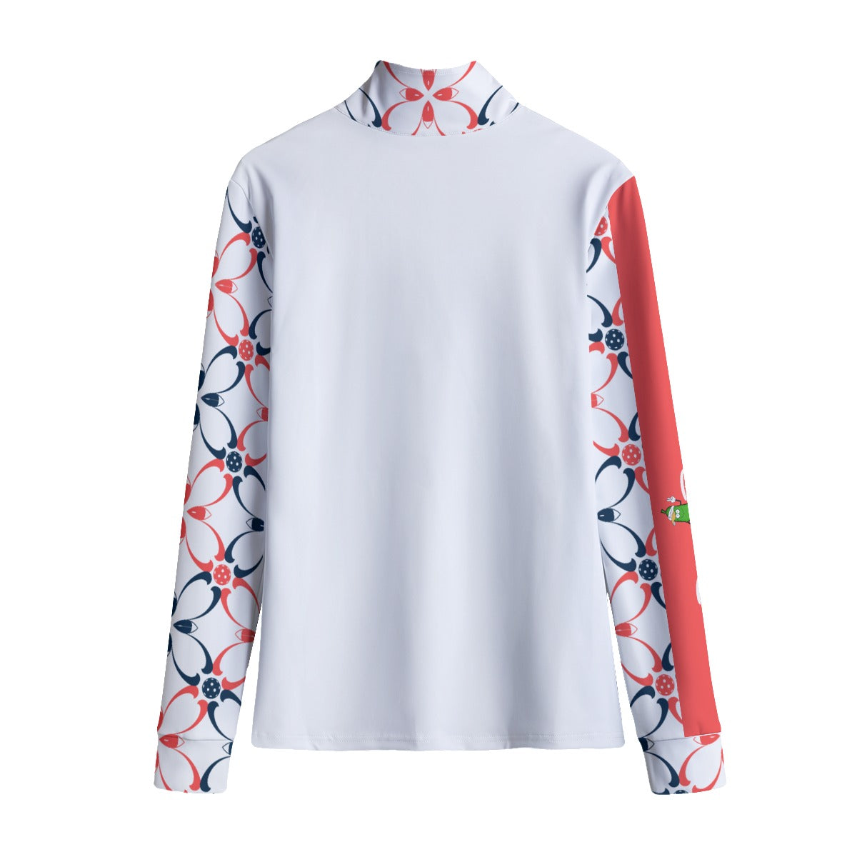 LARGE SLIM FIT Van - White/Petals - Women's Quarter Zip Long Sleeve Casual Pullover by Dizzy Pickle