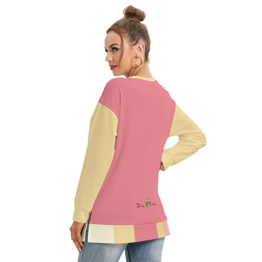 Dizzy Pickle Barbara Strawberry Lemonade Women's Pickleball Side Split O-Neck Sweatshirt