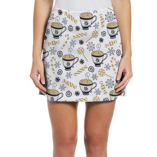 Dizzy Pickle Christmas Cappuccino Women's 17" Performance Pickleball Skort with Inner Shorts