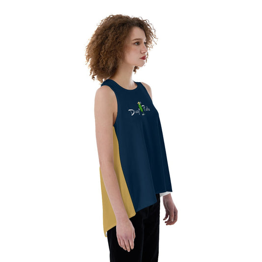 MEDIUM DZY P Classic - Navy Blue/Gold - Women's Pickleball Back Split Tank by Dizzy Pickle