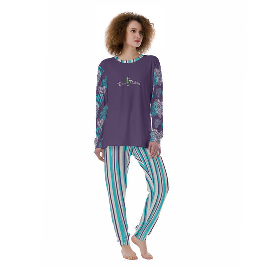 Dizzy Pickle Shelley Turquoise Women's Pickleball Long Sleeves and Long Pants Pajamas Set