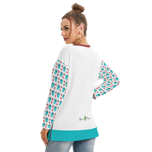 Dizzy Pickle Christmas Treats Women's Pickleball Side Split O-Neck Sweatshirt