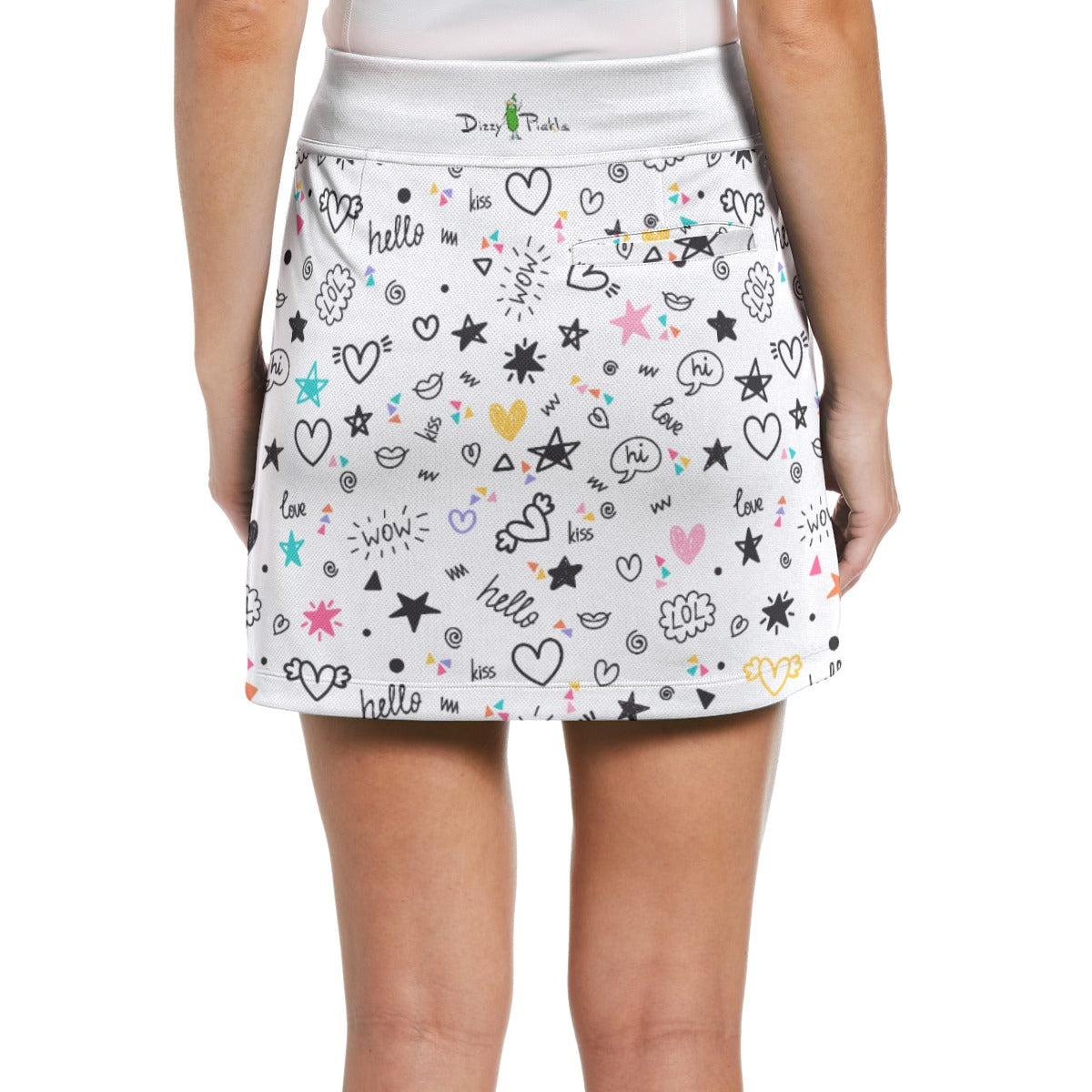 Dizzy Pickle Rachel White Women's 17" Performance Pickleball Skort with Inner Shorts