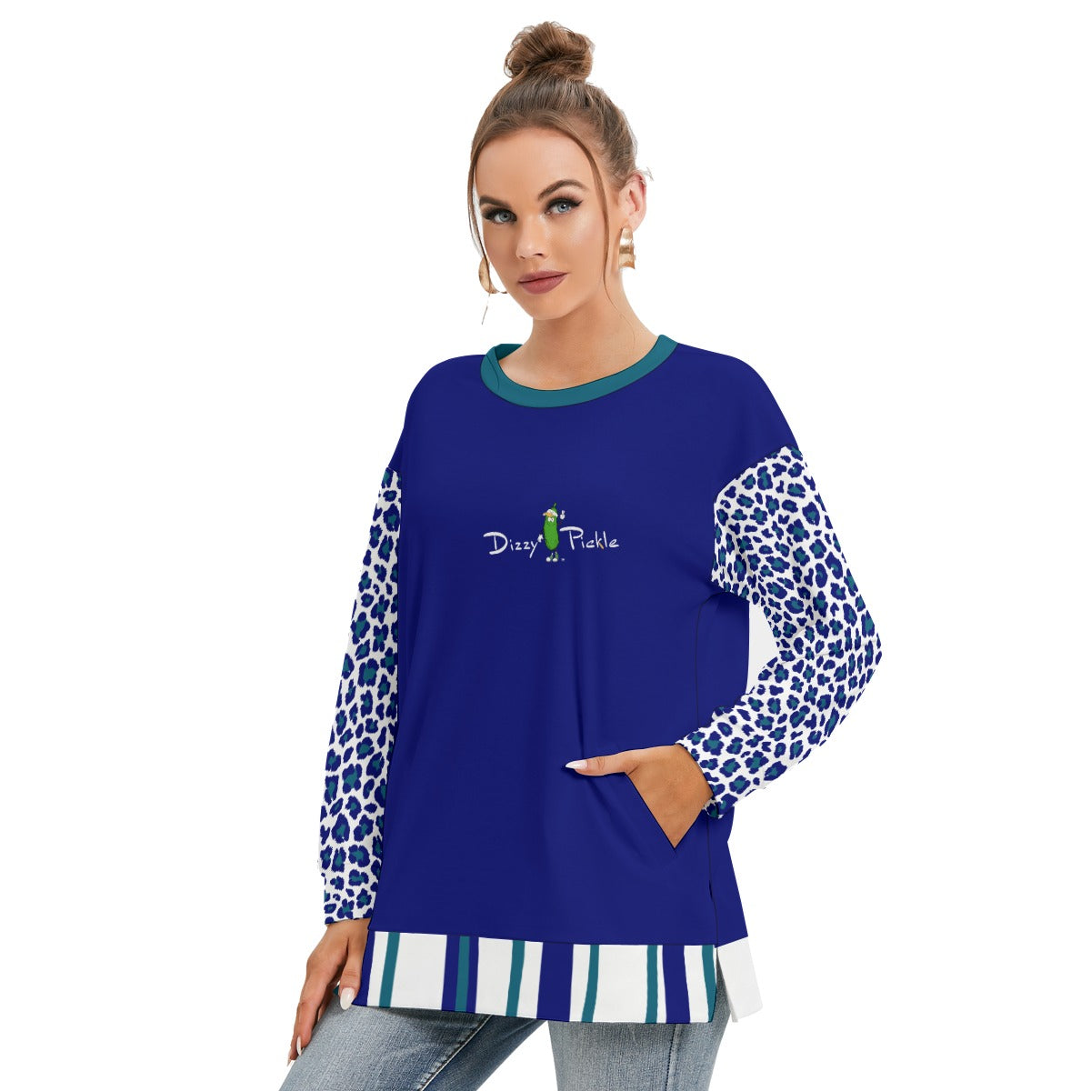 Dizzy Pickle Amber NBT Women's Pickleball Side Split O-Neck Sweatshirt