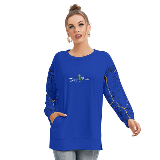 Dizzy Pickle Lynne Blue Women's Pickleball Side Split O-Neck Sweatshirt