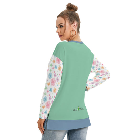 Dizzy Pickle Grace Sea Foam Women's Pickleball Side Split O-Neck Sweatshirt