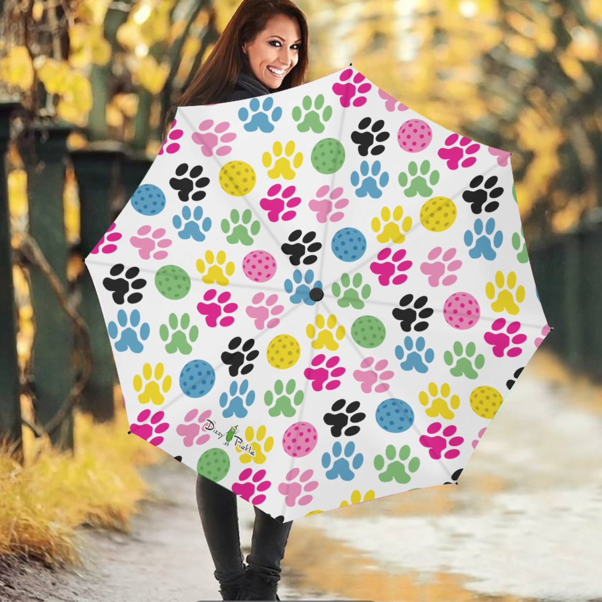 Dizzy Pickle Sassy Paws Pickleball Automatic Button Release Umbrella