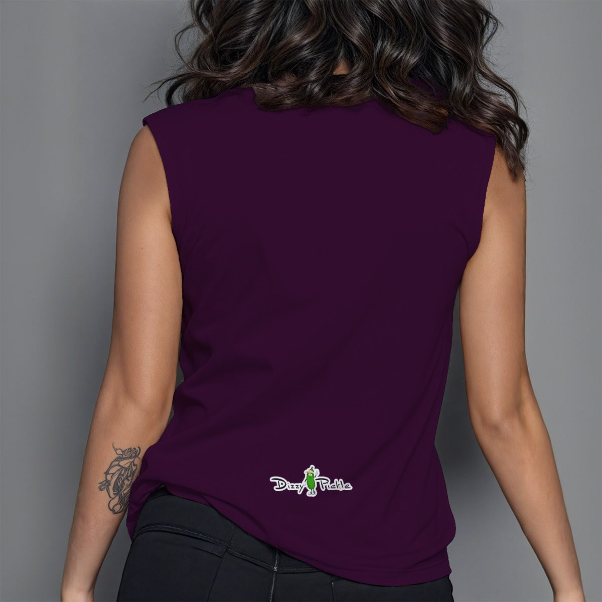 Dizzy Pickle DZY P Classic Plum Women's Pickleball Crew Neck Sleeveless Premium T-Shirt