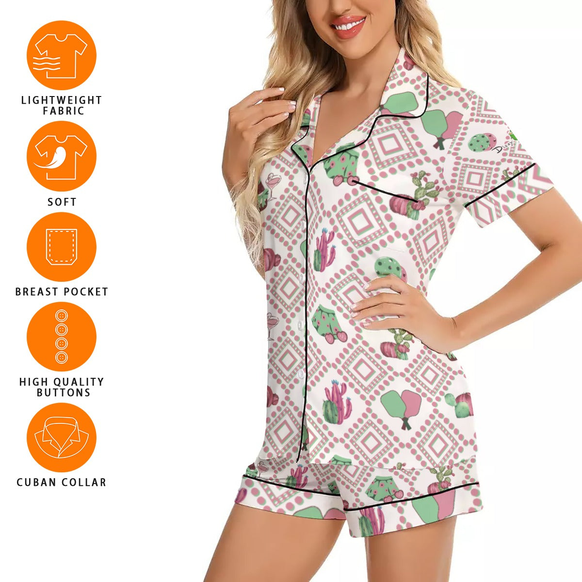 Dizzy Pickle Emma Main Women's Pajama Set Shorts