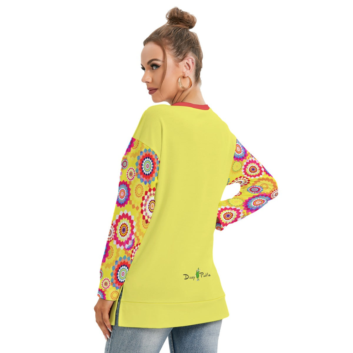 Dizzy Pickle Hannah Blooms Women's Pickleball Side Split O-Neck Sweatshirt