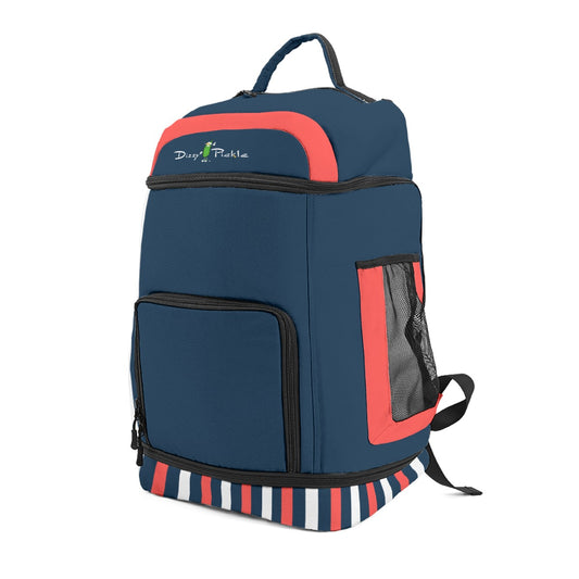 Dizzy Pickle Van Solid Stripes Large Courtside Pickleball Multi-Compartment Backpack with Adjustable Straps Navy Blue