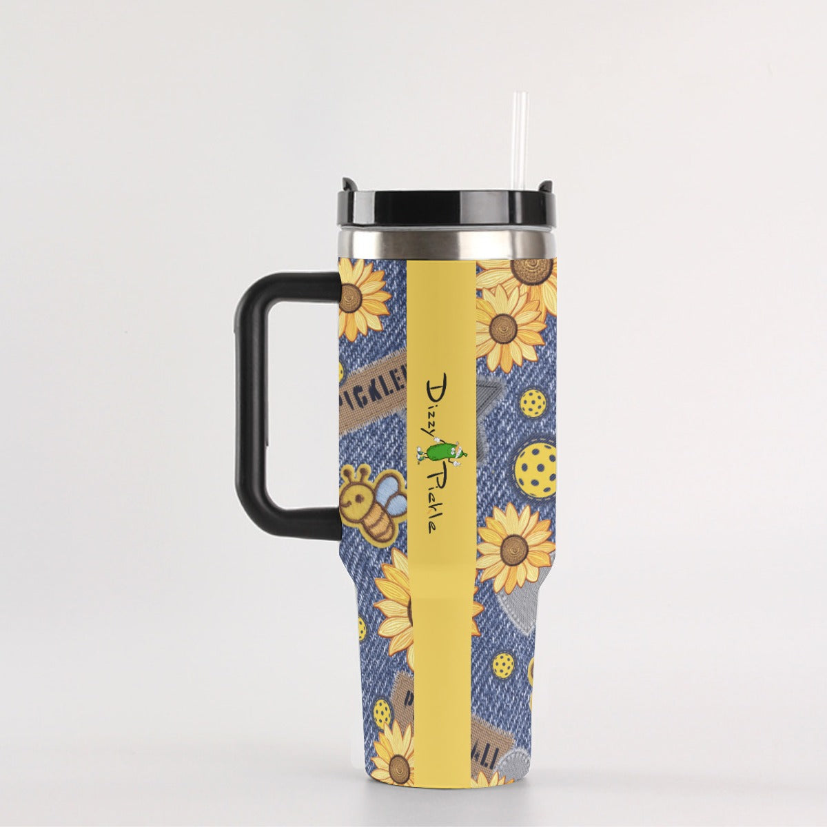 Dizzy Pickle Amy Sunflowers 40 oz. Mega Pickleball Insulated Tumbler with Handle