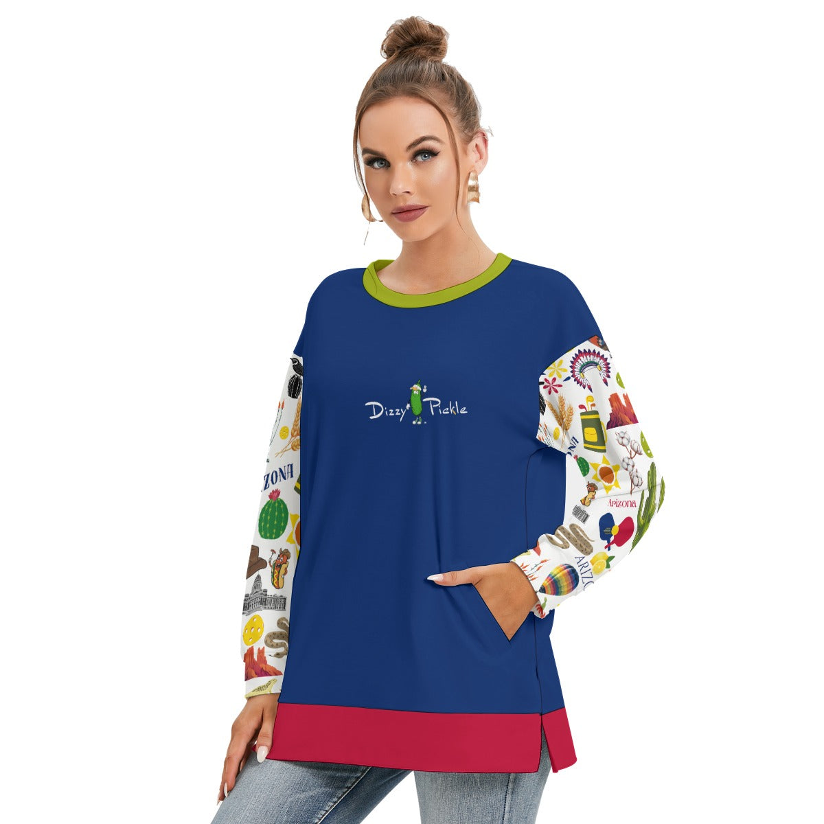 Dizzy Pickle Arizona Women's Pickleball Side Split O-Neck Sweatshirt