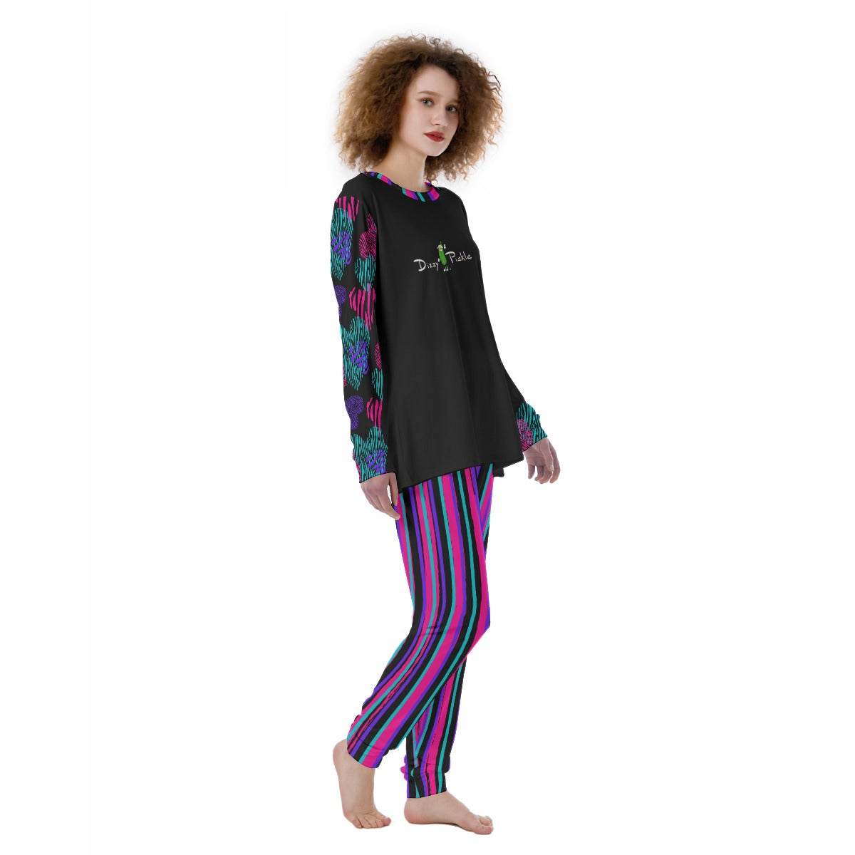 Dizzy Pickle Shelley Black Women's Pickleball Long Sleeves and Long Pants Pajamas Set