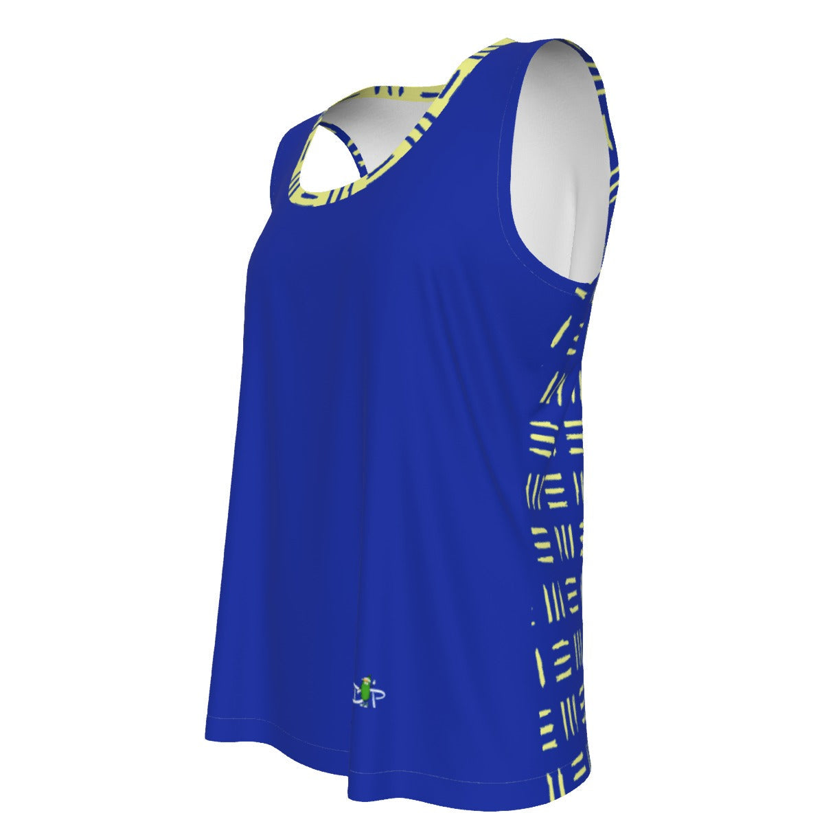 LARGE Dizzy Pickle Coming Up Daisies BY Weave Women's Pickleball Sleeveless Sports Tank Blue Yellow