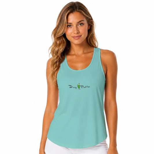 Dizzy Pickle DZY P Classic Ocean Blue Women's Sleeveless Performance Tank Top with Built-In Bra