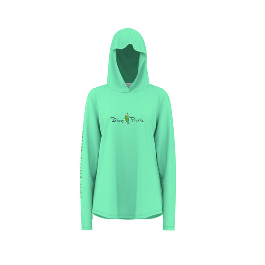 Dizzy Pickle Emily Seafoam Green Women's Pickleball Sunscreen Sports Hoodie with Thumb Holes