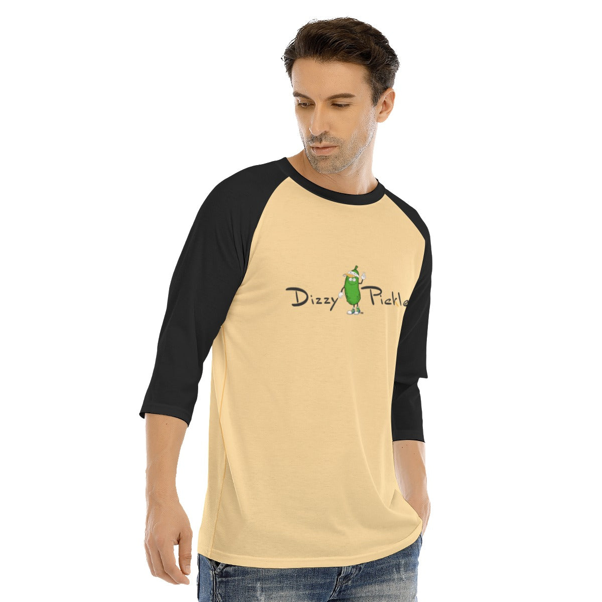 X-LARGE DZY P Classic - Sand/Black - Men's O-neck Raglan Sleeve T-shirt by Dizzy Pickle