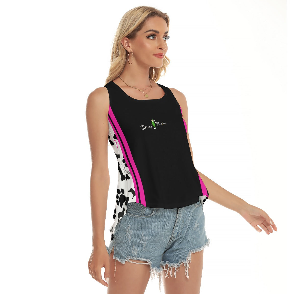 Dizzy Pickle Millie Black DS Women's Pickleball Open-Backed Tank Top