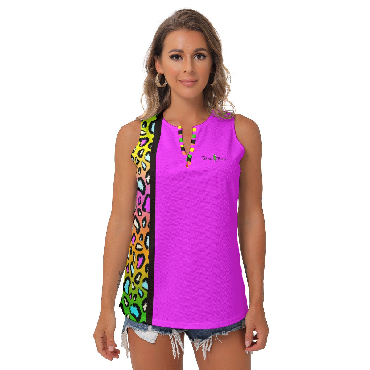 Dizzy Pickle Amber Rainbow Women's Pickleball Sleeveless V-Neck Top