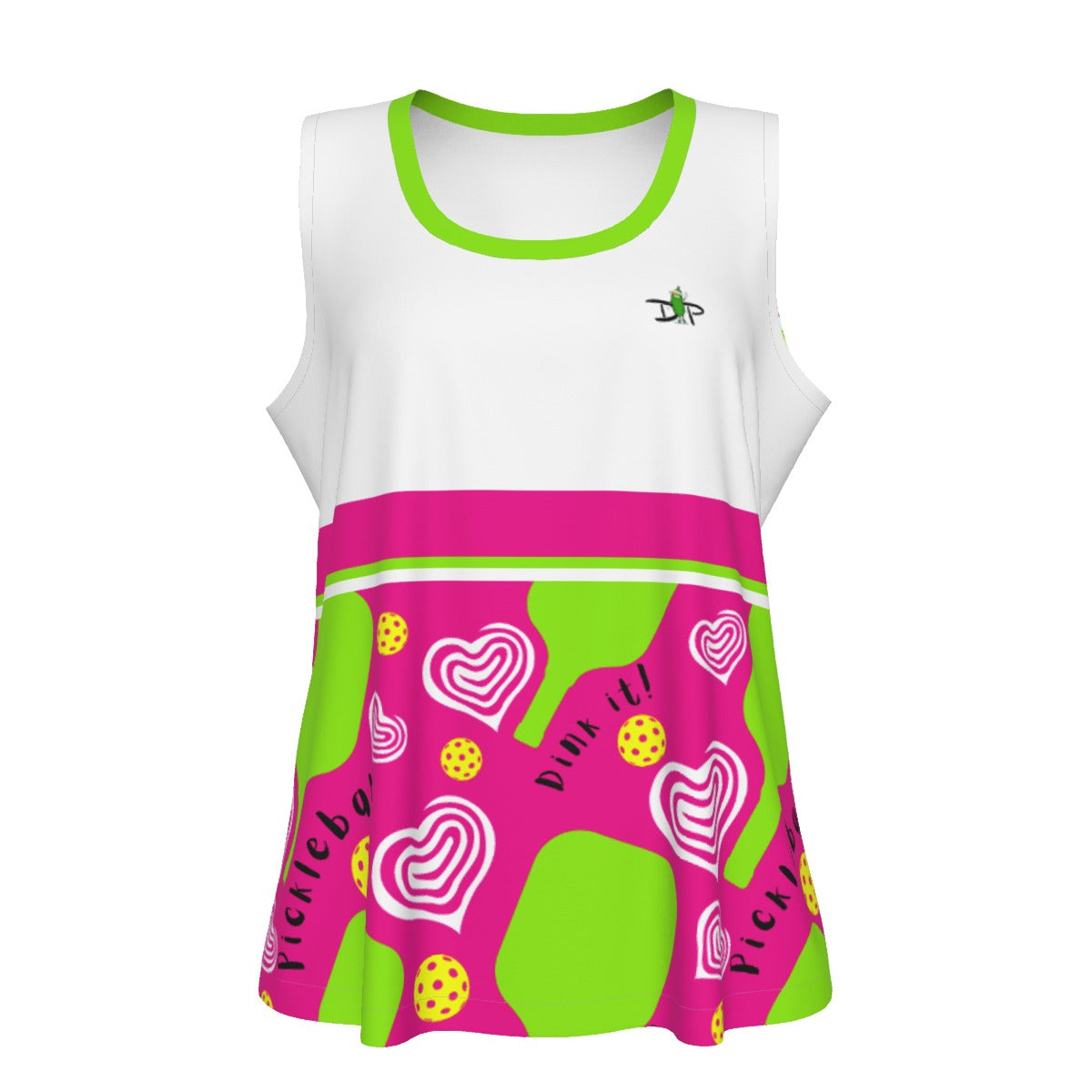 LARGE Dizzy Pickle Dinking Diva Hearts PGW Women's Pickleball Sleeveless Sports Tank