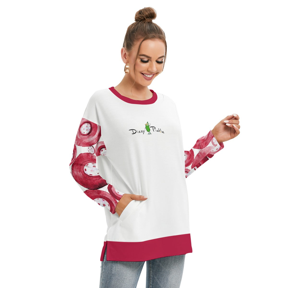 Dizzy Pickle Heidi RW Women's Pickleball Side Split O-Neck Sweatshirt