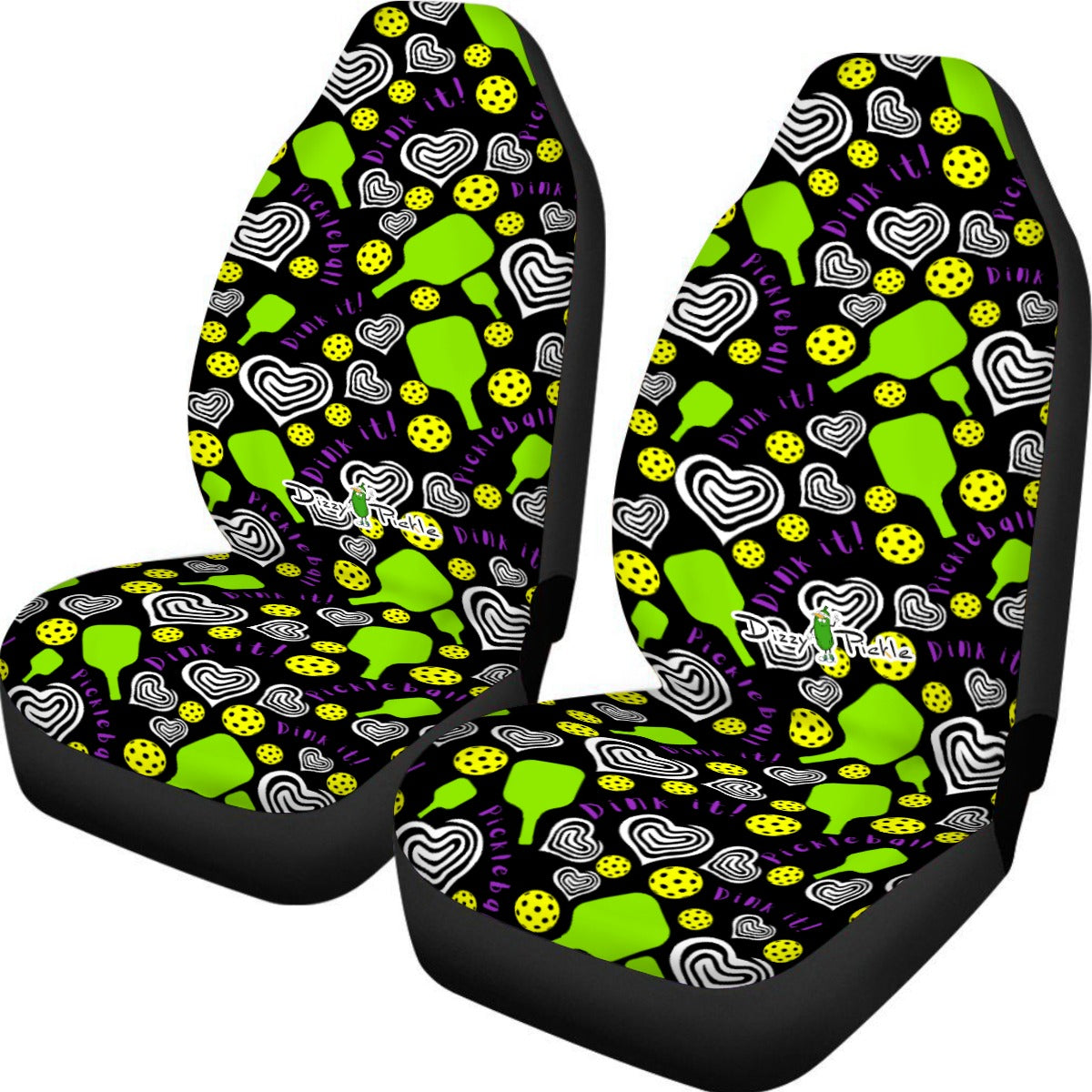 Dizzy Pickle Dinking Diva Hearts BG Universal Car Seat Cover (Includes a pair of seat covers.)