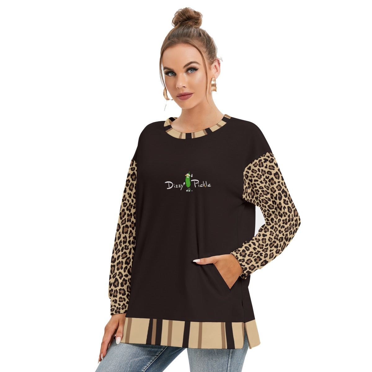 Dizzy Pickle Amber BBT Women's Pickleball Side Split O-Neck Sweatshirt