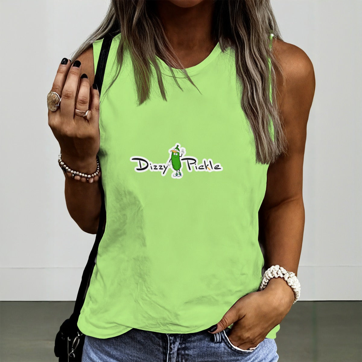 Dizzy Pickle DZY P Classic Sherbert Women's Pickleball Crew Neck Sleeveless Premium T-Shirt