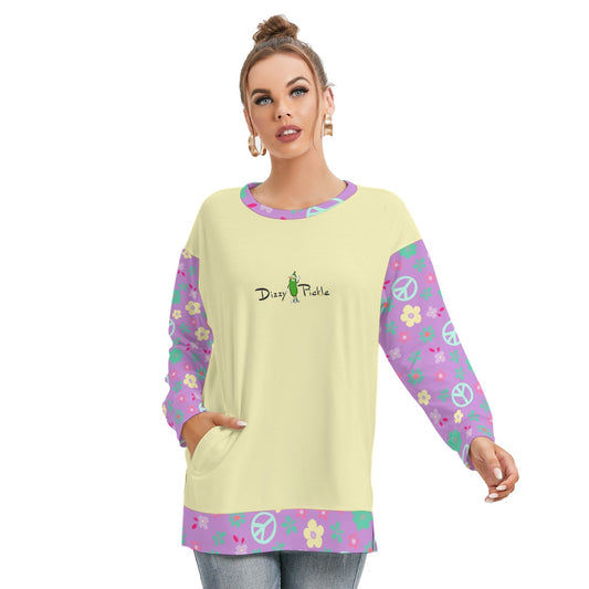 Dizzy Pickle Hope Lavender Women's Pickleball Side Split O-Neck Sweatshirt