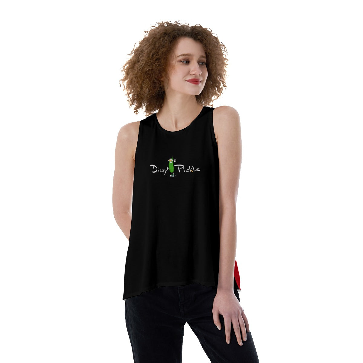 3X-LARGE DZY P Classic - Black/Red/White - Women's Pickleball Back Split Tank by Dizzy Pickle