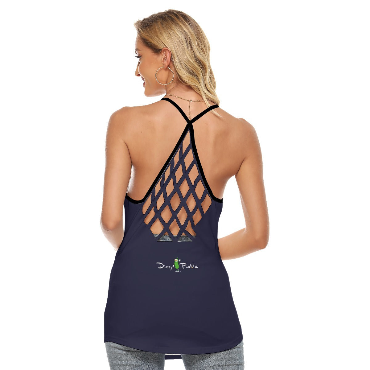 LARGE Dizzy Pickle Lisa BT Ball Women's Pickleball Cut-out Crisscross Back Sleeveless Tank Top