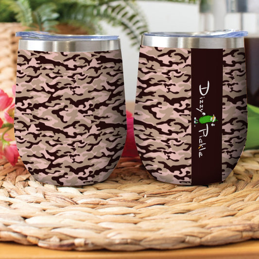 Dizzy Pickle Jan Brown_Blush Pickleball Stainless Steel Wine Tumbler