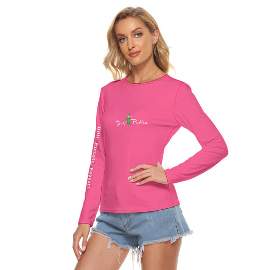 Dizzy Pickle Courtney Solid Rose Women's Pickleball Crew Neck Stretchable Long Sleeve Top