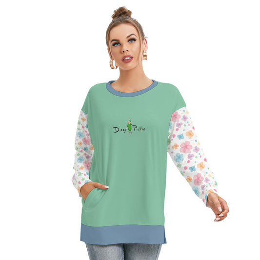 Dizzy Pickle Grace Sea Foam Women's Pickleball Side Split O-Neck Sweatshirt