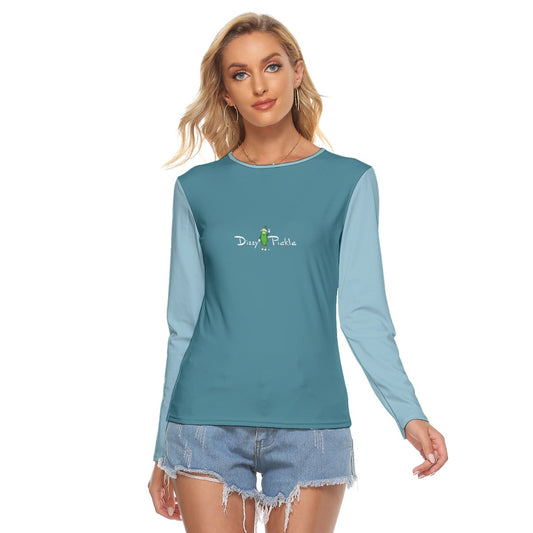 Dizzy Pickle Heidi TW Two-Tone Solid Women's Pickleball Crew Neck Stretchable Long Sleeve Top