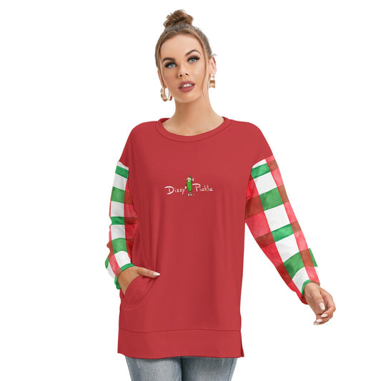 Dizzy Pickle Christmas Weave Women's Pickleball Side Split O-Neck Sweatshirt